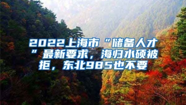 2022上海市“儲備人才”最新要求，海歸水碩被拒，東北985也不要