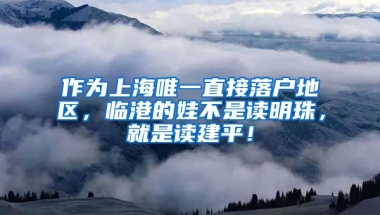 作為上海唯一直接落戶地區(qū)，臨港的娃不是讀明珠，就是讀建平！