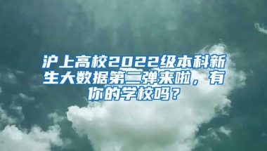 滬上高校2022級本科新生大數(shù)據(jù)第二彈來啦，有你的學校嗎？