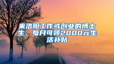 來洛陽工作或創(chuàng)業(yè)的博士生，每月可領(lǐng)2000元生活補(bǔ)貼