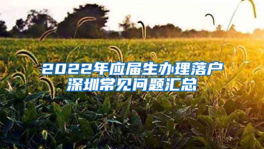 2022年應(yīng)屆生辦理落戶深圳常見問題匯總