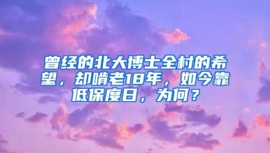 曾經(jīng)的北大博士全村的希望，卻啃老18年，如今靠低保度日，為何？