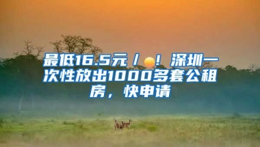 最低16.5元／㎡！深圳一次性放出1000多套公租房，快申請