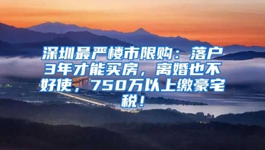 深圳最嚴(yán)樓市限購(gòu)：落戶3年才能買房，離婚也不好使，750萬(wàn)以上繳豪宅稅！