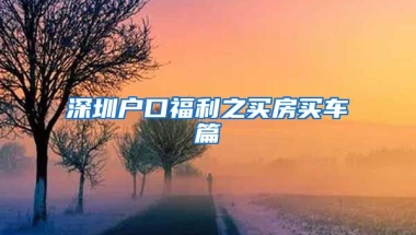 深圳戶口福利之買房買車篇