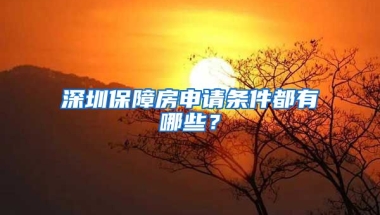 深圳保障房申請條件都有哪些？