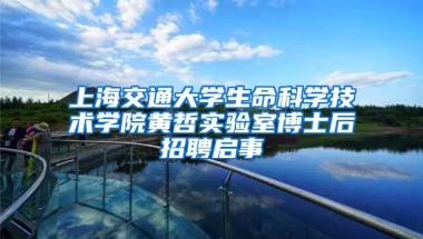 上海交通大學生命科學技術(shù)學院黃哲實驗室博士后招聘啟事