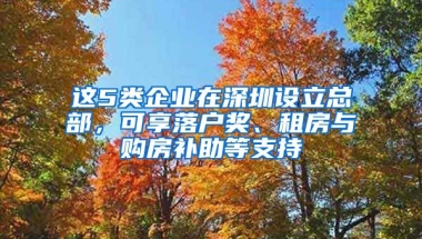 這5類企業(yè)在深圳設(shè)立總部，可享落戶獎(jiǎng)、租房與購房補(bǔ)助等支持