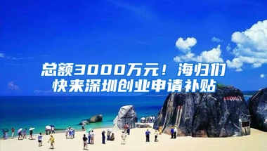 總額3000萬元！海歸們快來深圳創(chuàng)業(yè)申請補貼