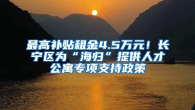 最高補(bǔ)貼租金4.5萬元！長寧區(qū)為“海歸”提供人才公寓專項支持政策