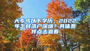 大?；蛞韵聦W(xué)歷，2022年怎樣落戶深圳？具體條件點(diǎn)擊查看