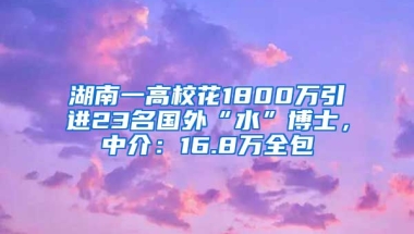 湖南一高?；?800萬(wàn)引進(jìn)23名國(guó)外“水”博士，中介：16.8萬(wàn)全包