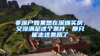 非深戶如果想在深圳買房，又沒滿足這個條件，那只能走這條路了