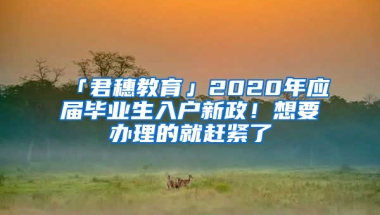 「君穗教育」2020年應屆畢業(yè)生入戶新政！想要辦理的就趕緊了