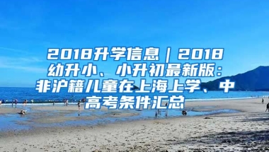 2018升學(xué)信息｜2018幼升小、小升初最新版：非滬籍兒童在上海上學(xué)、中高考條件匯總