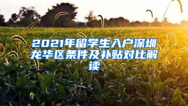 2021年留學(xué)生入戶深圳龍華區(qū)條件及補貼對比解讀