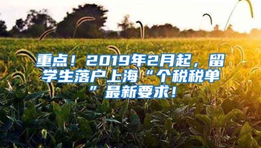 重點！2019年2月起，留學(xué)生落戶上?！皞€稅稅單”最新要求！