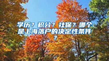 學歷？積分？社保？哪個是上海落戶的決定性條件？