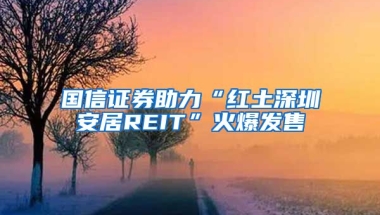 國信證券助力“紅土深圳安居REIT”火爆發(fā)售