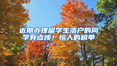 近期辦理留學(xué)生落戶的同學(xué)有點(diǎn)煩！惱人的稅單