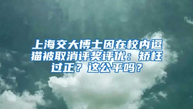 上海交大博士因在校內(nèi)逗貓被取消評(píng)獎(jiǎng)評(píng)優(yōu)：矯枉過正？這公平嗎？