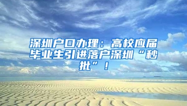 深圳戶口辦理：高校應屆畢業(yè)生引進落戶深圳“秒批”！