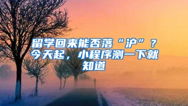 留學(xué)回來能否落“滬”？今天起，小程序測(cè)一下就知道