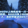 2022上海市高考一分一段表：600分以上628人，本科率能達80%？