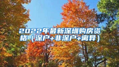 2022年最新深圳購房資格（深戶+非深戶+離異）