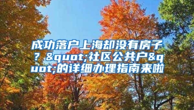 成功落戶上海卻沒有房子？"社區(qū)公共戶"的詳細辦理指南來啦