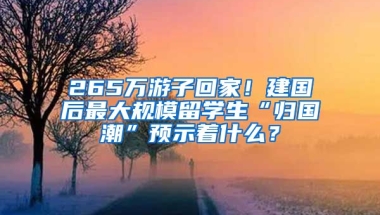 265萬游子回家！建國后最大規(guī)模留學生“歸國潮”預示著什么？