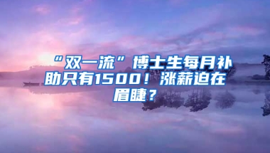 “雙一流”博士生每月補(bǔ)助只有1500！漲薪迫在眉睫？