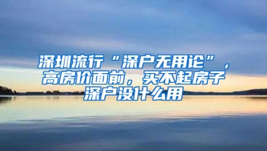 深圳流行“深戶無用論”，高房價面前，買不起房子深戶沒什么用