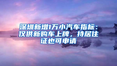 深圳新增1萬小汽車指標：僅供新購車上牌，持居住證也可申請