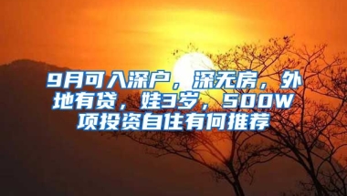 9月可入深戶，深無房，外地有貸，娃3歲，500W項(xiàng)投資自住有何推薦