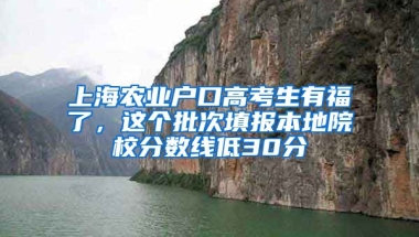 上海農(nóng)業(yè)戶口高考生有福了，這個批次填報(bào)本地院校分?jǐn)?shù)線低30分