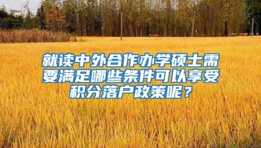 就讀中外合作辦學(xué)碩士需要滿足哪些條件可以享受積分落戶政策呢？